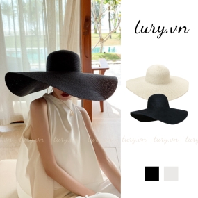 Nón Cói Mũ Cói Đi Biển Mùa Hè Nữ -Tury- Nón Cói Che Nắng Vành Rộng Có Thể Gấp Gọn Cao Cấp Phong Cách Hàn Quốc - NC026