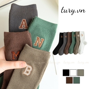 Vớ Tất Chữ Cái Đa Dạng Nam Nữ -Tury- Tất Cotton Chất Liệu Hàn Quốc Cực Kỳ Mềm Mịn Êm Chân Dễ Phối Đồ Hằng Ngày - TVC56