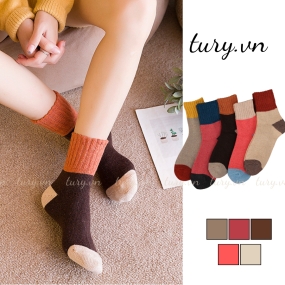 Vớ Tất Len Giữ Ấm Nam Nữ -Tury- Vớ Cổ Cao Giữ Ấm Vintage Cổ Điển Co Giãn Phong Cách Nhật Bản Thời Trang Thu Đông - TV033