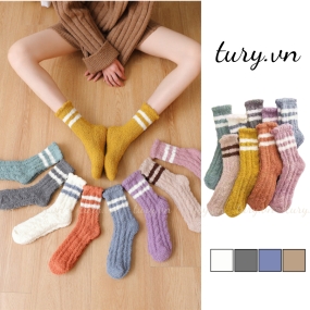 Vớ Tất Lông Cừu Nam Nữ Unisex -Tury- Vớ Len Cổ Cao Dày Dặn Siêu Mềm Mịn Ấm Chân Chống Mồ Hôi Thời Trang Thu Đông - TV030