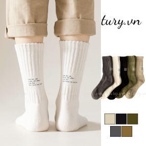 Vớ Tất Cổ Cao Loại 1 Nam Nữ -Tury- Vớ Cotton Tag Chữ Trẻ Trung Năng Động Co Giãn Êm Chân Phong Cách Thể Thao - TVC92