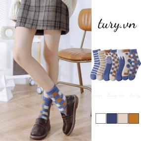 Tất Vớ Len Lông Cừu Nam Nữ -Tury- Vớ Cổ Cao Dày Dặn Giữ Ấm Mùa Đông Chuẩn Form Dễ Phối Giày Dép Outfit Hằng Ngày - TV031