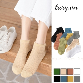Vớ Tất Mỏng Cổ Thấp Unisex -Tury- Tất Trơn Lưới Siêu Mỏng Nhẹ Co Giãn 4 Chiều Cổ Vành Hottrend Nhiều Màu Bốn Mùa - TVC06