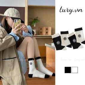 Tất Vớ Cotton Cổ Cao Vừa Unisex -Tury- Tất Họa Tiết Hoa Nhẹ Nhàng Nữ Tính Mềm Mịn Hàn Quốc Dễ Phối Đồ Hằng Ngày - TVC60