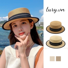 Mũ Nón Cói Đi Biển Mùa Hè -Tury- Nón Che Nắng Vành Ngắn Phối Dây Có Thể Tháo Rời Bán Chạy Cho Các Nàng Diện Phố - NC043