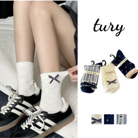 Vớ Tất Cổ Bèo Nữ, Vớ Tất Cotton Thêu Nơ Phong Cách Tiểu Thư Thời Trang Hàn Quốc Dễ Thương - TURY - Mã TVC108