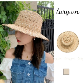 Mũ Cói Đi Biển Mùa Hè Nữ -Tury- Nón Cói Cao Cấp Form Lên Siêu Chuẩn Siêu Đẹp Che Nắng Phù Hợp Đi Chơi Du Lịch - NC052