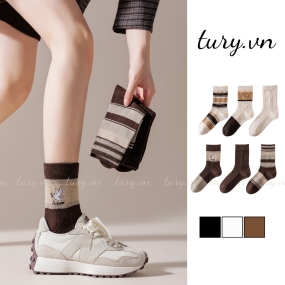 Tất Vớ Cotton Cổ Điển Unisex -Tury- Vớ Cổ Cao Vừa Chất Liệu Hàn Quốc Xịn Xò Cao Cấp Mềm Mại Êm Chân Dễ Phối Đồ - TVC72-TVC73