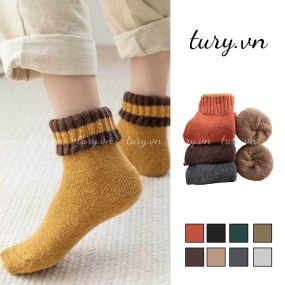 Vớ Tất Unisex Cổ Cao Chất Liệu Len Dày Họa Tiết Trơn Nhiều Màu - Tury - TV003