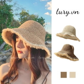 Mũ Cói Đi Biển - Tury - Nón Cói Phối Tua Rua Rơm Mềm Mại Phù Hợp Mọi Outfit Đi Biển Mùa Hè Phong Cách Hàn Quốc - NC011