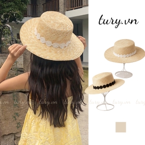 Mũ Cói Cao Cấp Nữ - Tury - Nón Cói Phối Dây Vòng Tròn Cá Tính Vành Rộng Che Nắng Cho Các Nàng Diện Mùa Hè - NC025