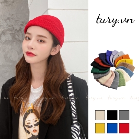 Mũ Len Trơn Unisex -Tury- Nón Trùm Đầu Giữ Ấm Dệt Kim Nhẹ Gọn Năng Động Cá Tính Mùa Thu Đông Phong Cách Hàn Quốc - NL000