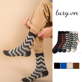 Tất Vớ Len Sọc Ngang Unisex -Tury- Vớ Cổ Cao Dày Dặn Thoáng Khí Giữ Ấm Đi Chơi Thể Thao Du Lịch Hằng Ngày - TV023-24-25-26