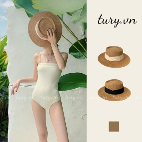 Mũ Cói Cao Cấp Đi Biển Nữ - Tury - Nón Cói Vành Rộng Đai Chéo Gói Hộp Chuẩn Form Mũ Cho Chị Em Sống Ảo Siêu Xinh - NC018