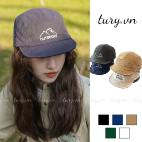 Mũ lưỡi trai unisex nam nữ vành bẹt chất liệu dù thoáng mát thêu họa tiết OUTDOORS thời trang Hàn Quốc - TURY - MLT019