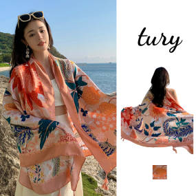 Khăn Choàng Cổ Boho, Khăn Choàng Họa Tiết Hoa Lá Đi Biển Thời Trang Mùa Hè  - Mã KC095