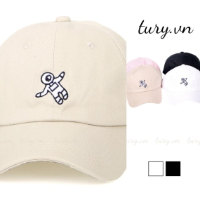 Mũ lưỡi trai đứng form unisex nam nữ, Nón kết chất cotton thêu phi hành gia basic thời trang Hàn Quốc - TURY - MLT08