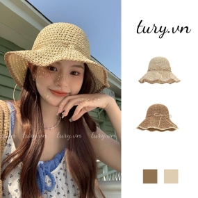 Nón Cao Cấp - Tury - Mũ Cói Cao Cấp Vành Lượn Sóng Có Thể Gấp Gọn Tiện Lợi Cho Chị em Du Lịch Đi Biển Mùa Hè - NC029