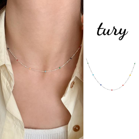 Dây Chuyền bạc hạt nhiều màu mỏng nhẹ - DC025