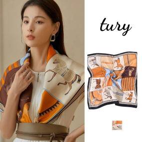 Khăn choàng lụa vuông sang trọng mẫu ngựa ô vuông - MÃ K1111