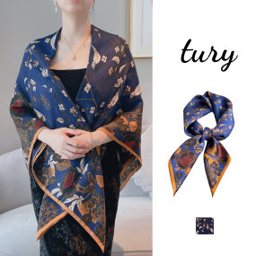 Khăn lụa vuông mẫu chim trên cành cây mùa thu - Mã K1112