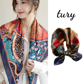 Khăn lụa quàng cổ họa tiết hoa nhiều màu - K1114