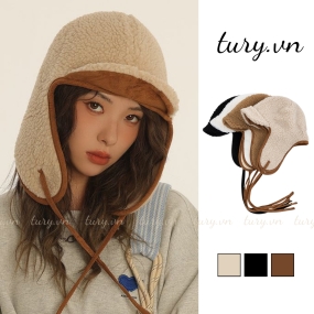Mũ Len Trùm Đầu Unisex -Tury- Nón Lông Siêu Ấm Che Tai Có Dây Điều Chỉnh Mẫu Mới 2024 Mùa Đông Phong Cách Hàn Quốc -NL027