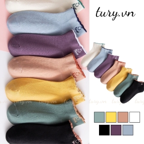 Vớ Cotton Cổ Ngắn Giá Tốt Unisex -Tury- Tất Smile Phối Vành Viền Dày Dặn Siêu Dễ Thương Basic Phong Cách Hàn Quốc -TVC07