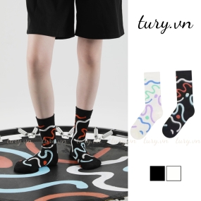 Vớ Tất Unisex Nam Nữ  -Tury- Tất Cotton Cổ Cao Vừa Dày Thoáng Mát Biểu Tượng hông Gian Độc Đáo Phong Cách Cổ Điển -TVC52