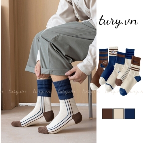 Vớ Tất Hàn Quốc Nam Nữ -Tury- Tất Cotton Cổ Cao Vừa Dày Dặn Cao Cấp Siêu Ấm Dễ Phối Giày Dép Đi Chơi Cháy Phố -TVC71
