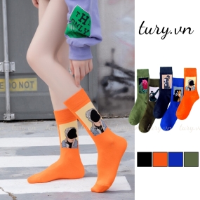 Tất Vớ Nam Nữ Unisex -Tury- Tất Cotton Cổ Cao Cá tính Cổ Điển Mạnh Mẽ Cao Cấp Dày Dặn Chống Trơn Trượt Thể Thao - TVC83